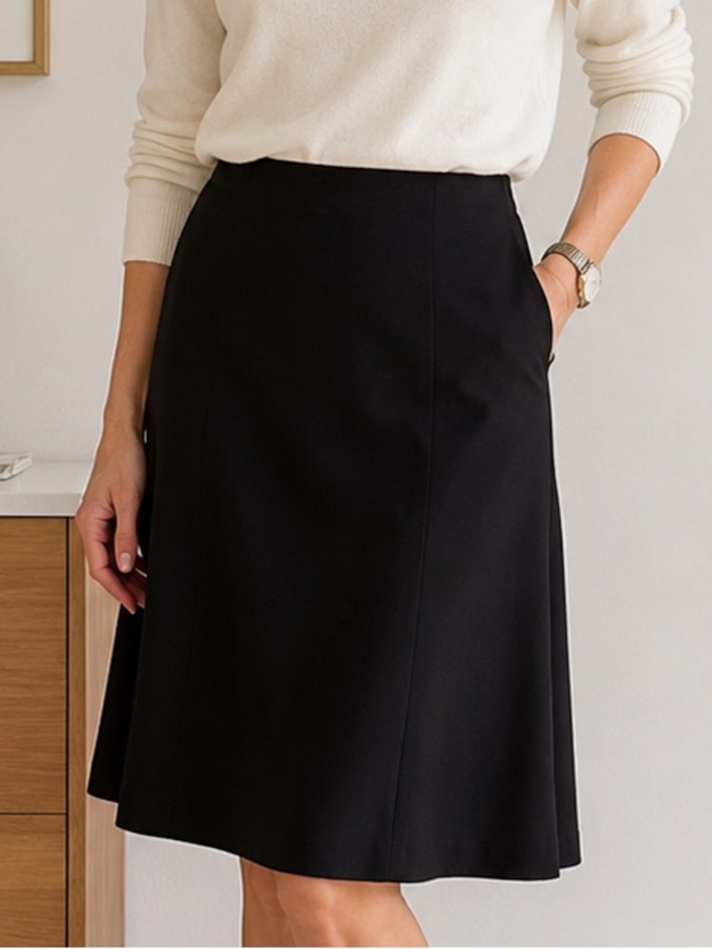 Vintage Talbots Italian Wool‎ A-Line Skirt Black Size 12